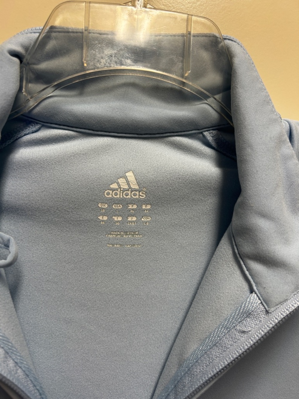 Adidas Women's Light Blue Full-Zip Performance Jacket, Size L - Picture 3 of 7